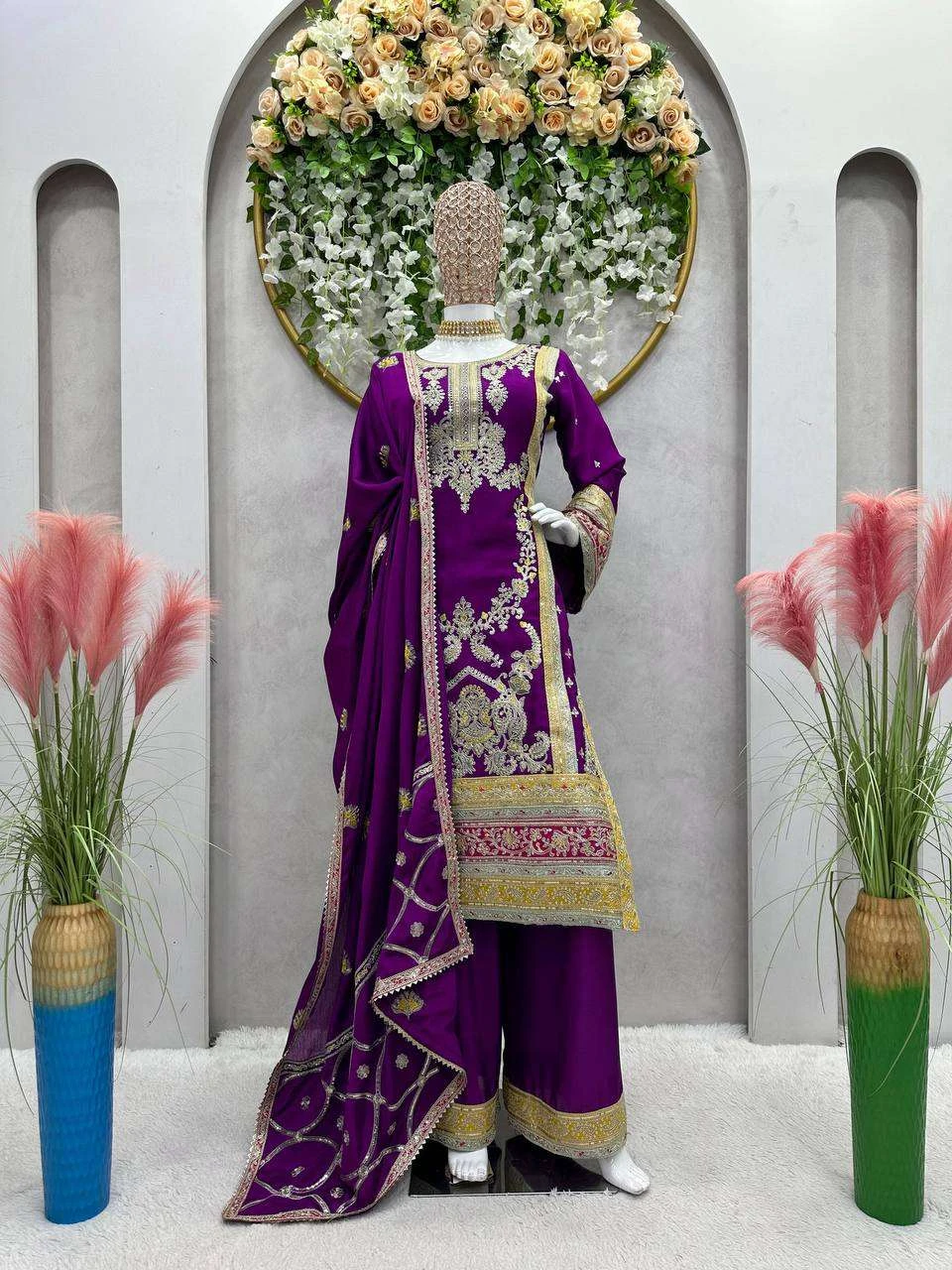 Vardan Ethnic Qrc 260 Chinon Silk Wholesale Pakistani Party Wear Salwar Suit — Wholesale Salwar Suits, MPA wholesale from Surat — view 5